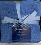 Chatam Luxe 6 Pack Cotton Washcloths - Ash Blue